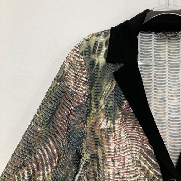 Slinky Brand size 1X Multi Color Animal Print Slinky Knit Stretch Jacket - Picture 3 of 10